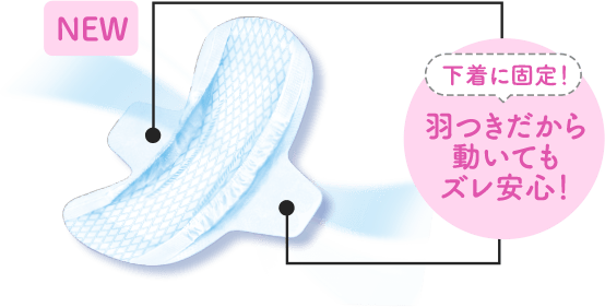 下着に固定!羽つきだから動いてもズレ安心!
